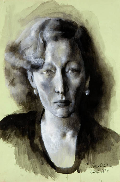 Pavel Tchelitchew - Portrait of Constance Askew - 1938 watercolor, ink and wash on paper